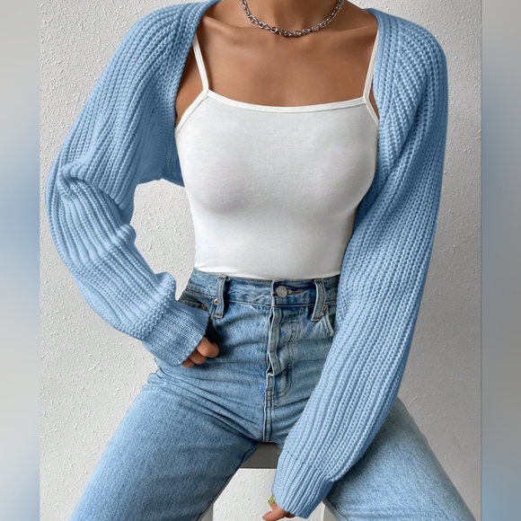 Easy Days Open Front Cardigan - Blue - Picture 3 of 7